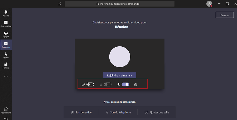 Choisissez entre vidéo et audio pour une réunion dans Microsoft Teams