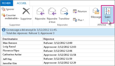 Suivi sondage dans Microsoft Outlook