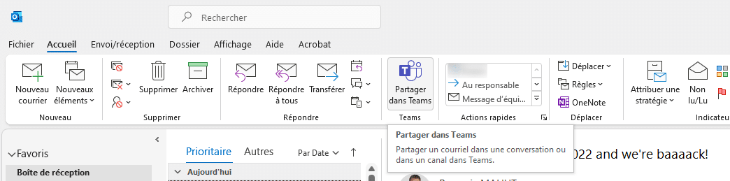 Votre échange mail devient une longue discussion ? Passez d'Outlook à Teams en deux clics !